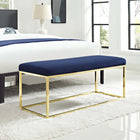Modway Anticipate Fabric Bench - Gold/Navy-Gold Stainless Steel Base