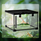 PawHut Glass Reptile Terrarium, with Thermometer and Water Basin - 12" D x 12" W x 8" H - Black-Includes a specially designed feeding port for easy feeding 