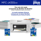 Brother INKvestment MFC-J4355DW Wireless Color Inkjet All-in-One Printer-Productivity-focused printing features. A 150-sheet paper tray, 20-page single-sided automatic document feeder (ADF), automatic duplex (2-sided) printing, and a 1-sheet manual feed slot provide advanced media-handling capabilities