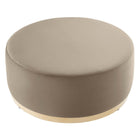 Modway Tilden Large 38" Round Performance Velvet Upholstered Ottoman - Taupe/Natural-Non-Marking Foot Glides
