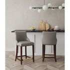 Manhattan Comfort Shubert 22.64" Modern Leatherette Upholstered Counter Stool - Dark Taupe - 2 Pack-Frame Made of Solid Beech Wood with Rich Dark Finish - Features a Gold Metal Foot Plate