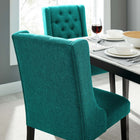 Modway Baronet Button Tufted Fabric Dining Chair - Teal-Fine Polyester Fabric Upholstery