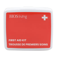 BIOS Living  First Aid Kit - 25 pieces -First Aid Kit Contents: Antiseptic towelettes, Alcohol Swabs 70% v/v Isopropyl alcohol, Fabric adhesive bandages, Plastic bandage strips, Fabric adhesive bandages for knuckles