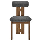 Modway Torian Boucle Fabric Dining Chair - Walnut Charcoal - Set of 2-9