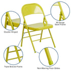 Flash Furniture HERCULES ColourBURST Series Twisted Citron Triple Braced & Double-Hinged Metal Folding Chair-Double-Hinged