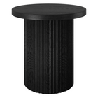 Hudson&Canal Isa 22" Wide Round Fluted Side Table - Black Grain-Table is made of high-quality MDF materials in a Black Grain wood-look finish