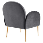 Modway Transcend Performance Velvet Armchair - Grey-Non-Marking Foot Glides