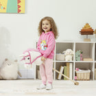 Qaba Unicorn Plush Hobby Horse with Wood Wheels, Real Sounds for Kids - White-Soft fabric and a robust poplar stick bring robust, safe fun 
