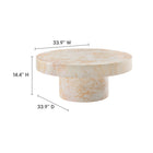 Modway Alora Indoor/Outdoor Patio Concrete Round Coffee Table - Honey Onyx-Solid Concrete Build