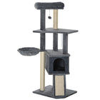 PawHut 50" Multi-Level Cat Tree Tower - Grey-Multi-level design satisfies your pet's desire to climb 