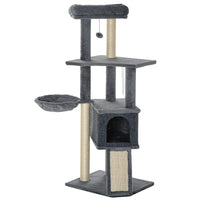 PawHut 50" Multi-Level Cat Tree Tower - Grey-Multi-level design satisfies your pet's desire to climb 