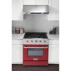 Kucht 30" KNG Series Pro Style Natural Gas Range - Stainless Steel/Red-Interchangeable oven door available in nine colors