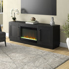 Hudson&Canal Tillman TV Stand with 26" Crystal Fireplace for TV's up to 75" - Black Grain-Features easy assembly