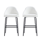 Manhattan Comfort Gracie 22" Modern Leatherette Upholstered Barstool - White and Black - 2 Pack-Modern Barstool with Backseat Perfect for Bar and Kitchen Use. Set of 2