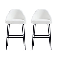 Manhattan Comfort Gracie 22" Modern Leatherette Upholstered Barstool - White and Black - 2 Pack-Modern Barstool with Backseat Perfect for Bar and Kitchen Use. Set of 2