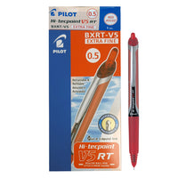 Pilot Hi-Tecpoint Grip Rollerball Pens Retractable V5 – 0.5mm – Red – 12 Pack  -Needlepoint rollerball pen