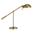 Hudson&Canal Dexter 23.25" Tall Boom Arm Table Lamp with Metal Shade - Brass/Brass-Transitional design for your living room, workspace, or bed side table