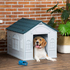 PawHut 26" W Plastic Outdoor Dog House - Blue-Smooth surface is easy to clean with water 