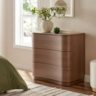 Modway Mirae 3-Drawer Curved Compact Dresser - Brushed Brown Oak-Wood Grain Laminate Finish