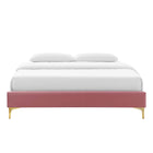 Modway Sutton Performance Velvet King Bed Frame - Dusty Rose-Wood Slat Support System
