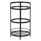 Hudson&Canal Hause 21"W Round Bar Cart - Blackened Bronze-Features a tempered glass top and shelf