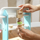 Qaba Kids Wooden Ice Cream Toy Shop with Toy Food - Light Blue-Crafted from MDF and wood for child safety 