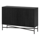 Hudson&Canal Brighton 48"W Buffet Table - Black Grain-The top has a weight capacity of 75lbs, inside storage area can hold 35 lbs on each shelf