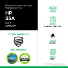 CIG HP 35A Remanufactured Toner Cartridge - Standard Yield - Black-Environmentally Friendly: Remanufactured from an original HP recycled cartridge