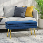 HOMCOM Upholstered Storage Bench for End of Bed - Dark Blue-Solid electroplated steel legs for high stability and durability;  