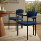 Modway Elio Barrel Fabric and Metal Dining Chair - Black/Navy-Powder-Coated Metal Frame