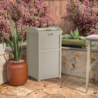 Suncast Trash Hideaway - Light Taupe-Stylish design enhances any patio setting.