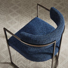 Modway Huron Curved Back Fabric and Metal Dining Accent Chair - Silver/Navy-Fully Assembled