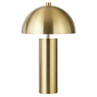 Hudson&Canal York 15" Tall Table Lamp with Metal Shade - Brass/Brass-Mid-century modern design for your living room, workspace, or bed side table