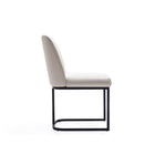 Manhattan Comfort Serena 23.62" Modern Faux Leather Upholstered Dining Chair - Cream-Floating Style Chair with Black Semi Circle Metal Base