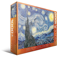 Starry Night by Vincent Van Gogh Puzzle, 1000 Pieces-The works of Van Gogh (1853-1890), Post-Impressionist painter, are perhaps more widely know than those of any other painter
