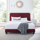 Modway Celine Channel Tufted Performance Velvet Twin Platform Bed - Maroon-Solid Wood Legs
