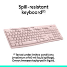 Logitech MK270 Wireless Keyboard and Optical Mouse Combo - Pink-Long Battery Life: MK270 combo features a 36-month keyboard and 12-month mouse battery life (3), along with on/off switches allowing you to go months without the hassle of changing batteries