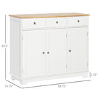 HOMCOM 39.8" L Sideboard Buffet Cabinet with Storage - White-Robust material is easy to clean with a damp cloth