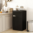 HOMCOM 3.1 cu ft Retro Mini Fridge with Adjustable Thermostat - Black-Powered by an R600a compressor, this energy-efficient compact fridge operates quietly at 40dB
