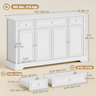HOMCOM 54" Modern Sideboard Buffet Cabinet with Soft-Close Doors & Drawers - White-Soft-close hinges offer quiet operation and prevent accidental pinching