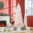 HOMCOM 6' Artificial Christmas Tree with Metal Base - Pink/White-White at the top, fades into pink, to create sweet atmosphere 