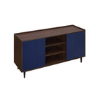 Manhattan Comfort Duane 59.05" Mid-Century Modern Sideboard - Dark Brown and Navy Blue-10