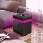 HOMCOM Nightstand with LED Lights and 2 Drawers - Black-Choose from 60,000 colours, adjust brightness and set timers, or sync with music and flashing modes for any mood