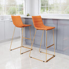 Zuo Adele Barstool - Orange/Gold - Set of 2-Assembly required