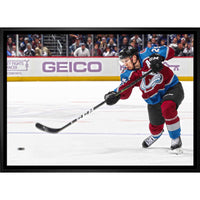 Nathan Mackinnon Colorado Avalanche Shooting - Framed Canvas - 31" x 22"-Premium canvas print with gallery-wrapped edges