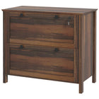 HOMCOM Lateral File Cabinet for Home Office - Brown-Adjustable hanging bar to hold letter, A4 and legal sized files