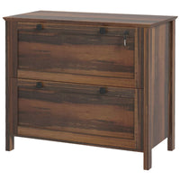 HOMCOM Lateral File Cabinet for Home Office - Brown-Adjustable hanging bar to hold letter, A4 and legal sized files