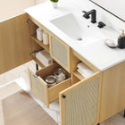 Modway Chaucer 48" Single Sink Bathroom Vanity - Oak/White-Rattan Weave Doors