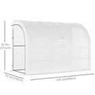 Outsunny Walk-in Wall Lean-to Greenhouse with PE Cover - Windows - Shelves and 2 Zipper Doors - White- Designed for placement against your home, garage, barn, or shed
 