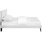 Modway Phoebe Vinyl Full Platform Bed with Round Splayed Legs - White-Mounts in Four Locations